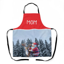 Santa and Rudolf Mum Chef All-Over Print Apron