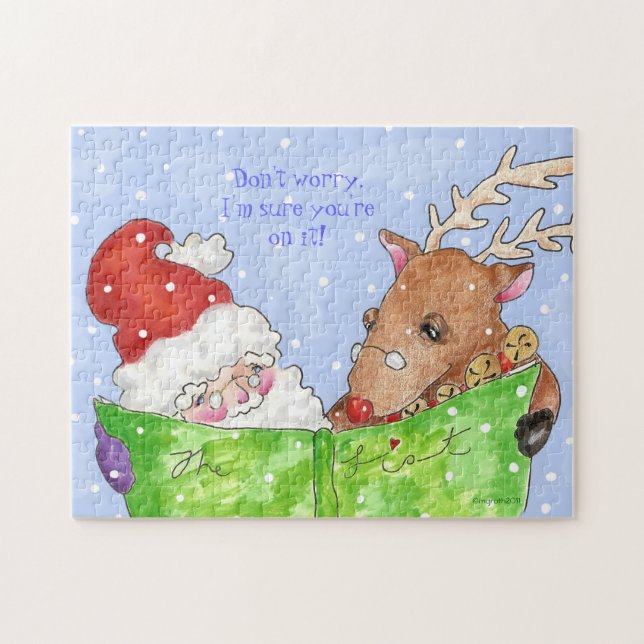 Santa and Rudolf with the list Jigsaw Puzzle (Horizontal)