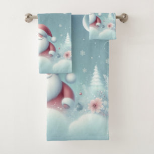 Santa and Rudolph  Bath Towel Set