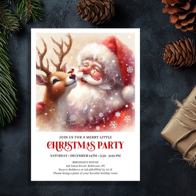 Santa and Rudolph Cheerful Christmas Invitation (Santa and Rudolph Cheerful Christmas Invitation)