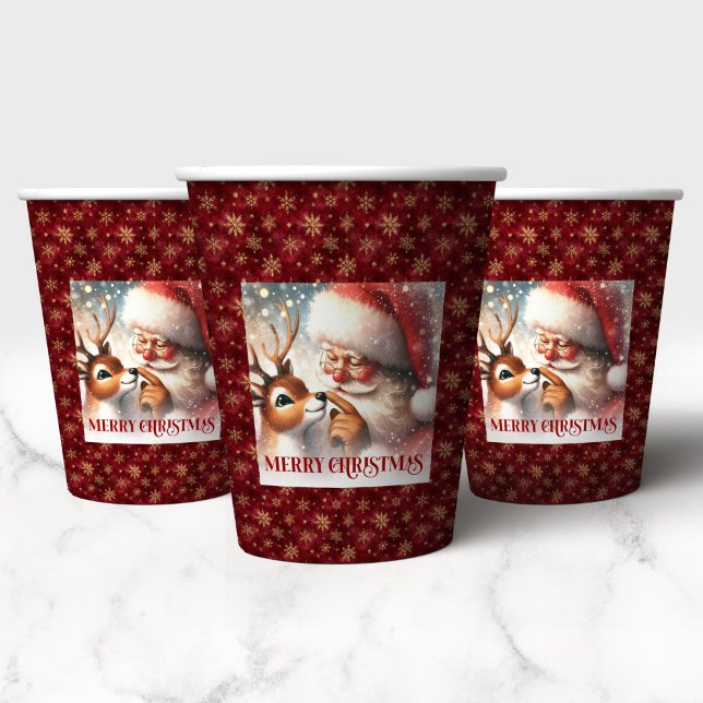 Santa and Rudolph Kids Christmas Paper Cups (Santa and Rudolph Kids Christmas Paper Cups)