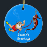 Santa and Seahorse Ornament (blue)<br><div class="desc">Not just for Christmas,  our Scuba Diving and inspirational ornaments make great gifts for all your scuba diving family and friends. Put your own special greeting on the back,  or change a greeting on the front. Just click he customise button when ordering.</div>