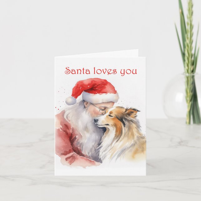 Santa and Sheltie Card (Front)