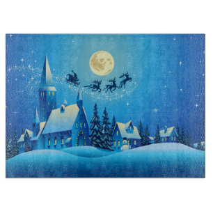 Santa and Sleigh Cutting Board