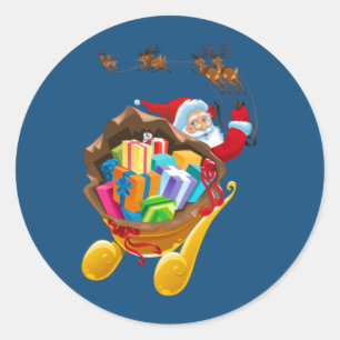 Santa and Sleigh Delivering Christmas Gifts Classic Round Sticker