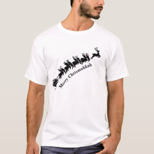 Santa And Sleigh Silhouette Chrismukkah T-Shirt