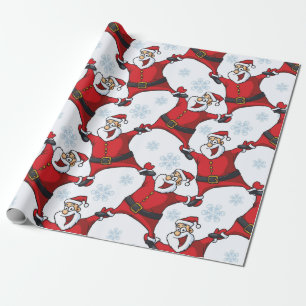 Santa and Snowflakes Christmas Gift Wrapping Paper