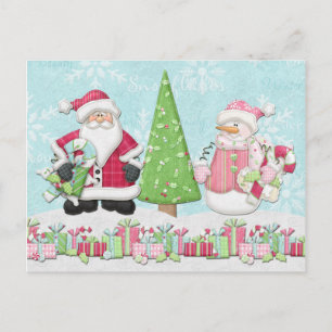 Santa and Snowman Christmas Card