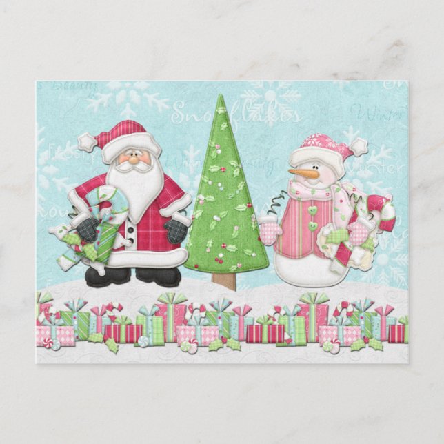 Santa and Snowman Christmas Card (Front)