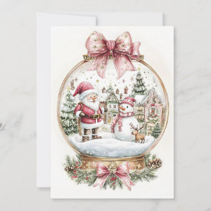 Santa And Snowman Holiday Card