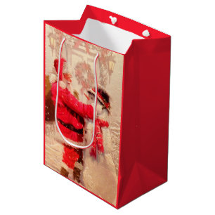 Santa and Snowman Medium Gift Bag