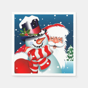 Santa and Snowman  Napkin