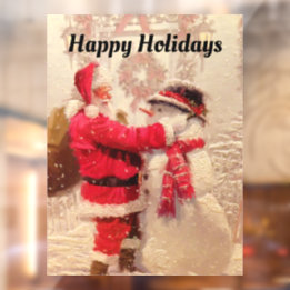  Santa And Snowman Window Cling