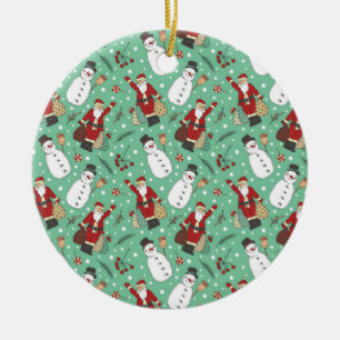 Santa and Snowmen Ceramic Tree Decoration