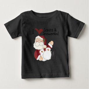 Santa and Snowmen Cute Christmas Holiday Baby T-Shirt