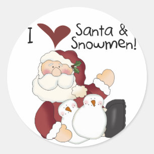 Santa and Snowmen T-shirts and Gifts Classic Round Sticker