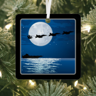 Santa and Super Hornets F/A-18 Jets Christmas Metal Tree Decoration