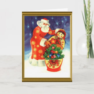 Santa and the matryoska holiday card
