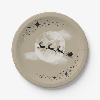 Santa and the moon paper plates