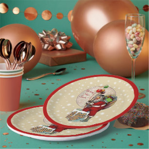 Santa and the Narrow Chimney Christmas Paper Plate