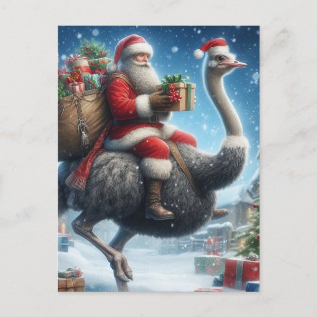 Santa and the Ostrich Postcard (Front)