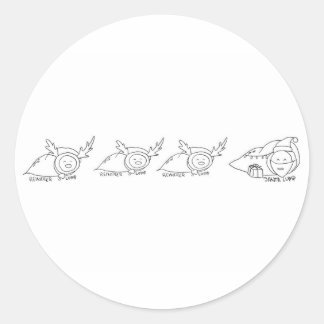Santa and The Reindeer Lumps Classic Round Sticker
