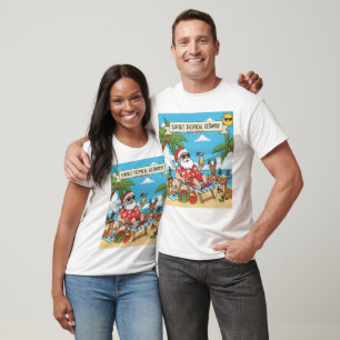 Santa and the Reindeers Tropical Getaway T-Shirt