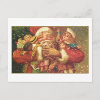 Santa and Toys Vintage Card