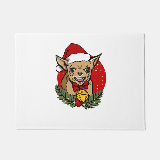 Santa angry chihuahua christmas Classic T-Shirt Doormat (Front)