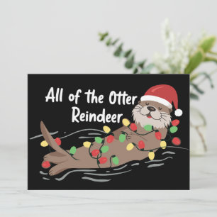 Santa Animal Xmas All Of The Otter Reindeer Animal Holiday Card