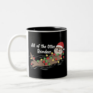 Santa Animal Xmas All Of The Otter Reindeer Animal Two-Tone Coffee Mug