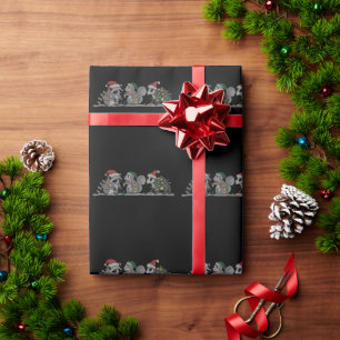 Santa Animals Xmas Silly Racoon Opossum Squirrel Wrapping Paper