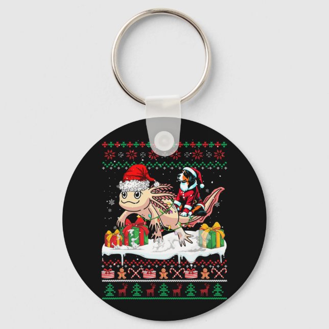 Santa Appenzeller Sennenhund Riding Axolotl Xmas S Key Ring (Front)