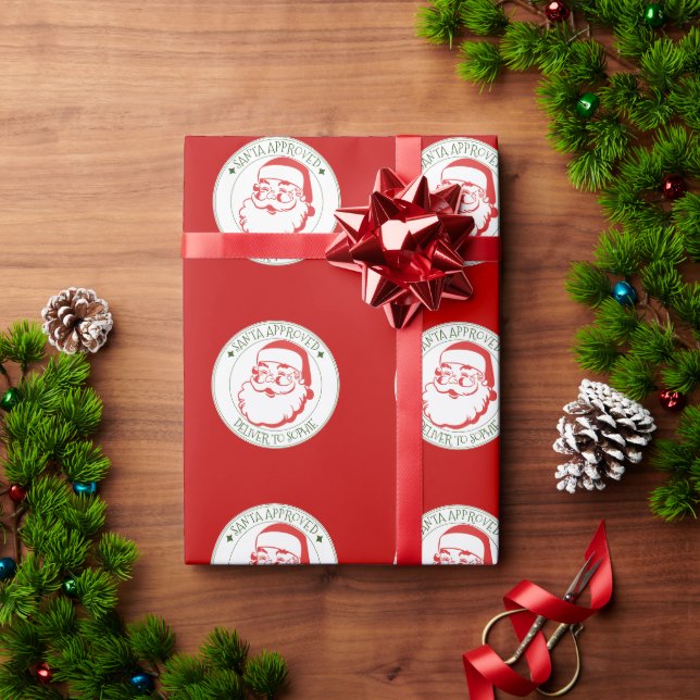 Santa approved deliver red Christmas gift Wrapping Paper (Holiday Gift)