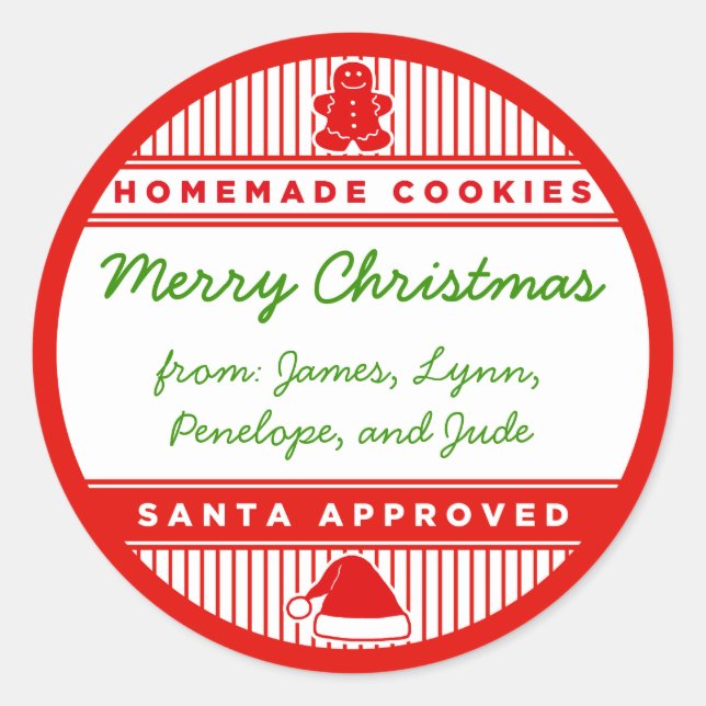 Santa Approved Homemade Cookies Classic Round Sticker (Front)