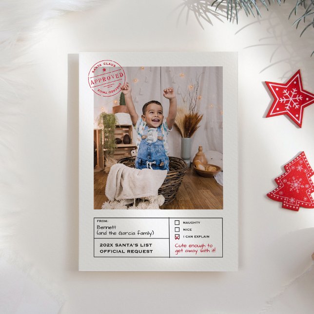 Santa Approved Naughty or Nice Form Photo Holiday Card (Creator Uploaded)