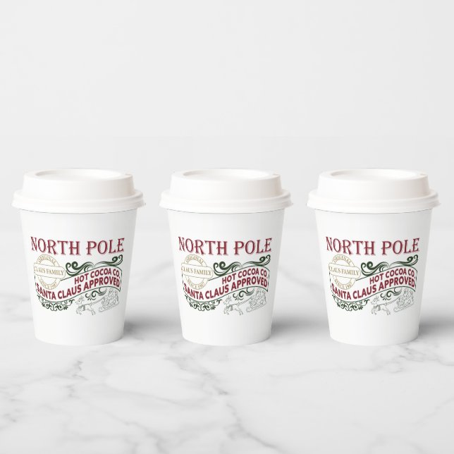 Santa approved North Pole hot cocoa Christmas Paper Cups (Multi)