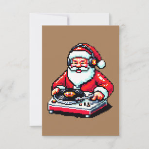 Santa as DJ: 8-Bit Christmas Cheer Card