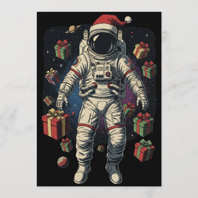 Santa Astronaut Christmas  Invitation (Front)