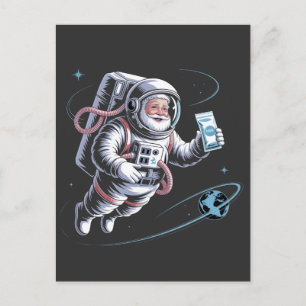 Santa Astronaut with Spacesuit Festive Christmas Holiday Postcard