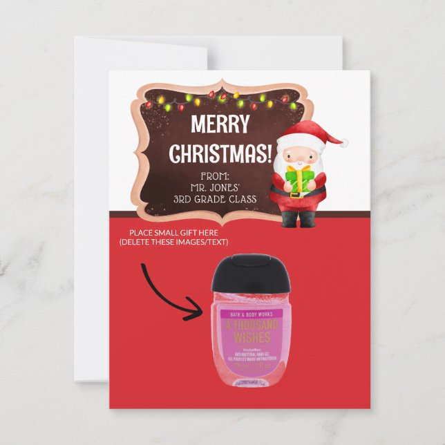 Santa at Chalkboard, Personalised Gifting Cards (Front)