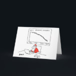 Santa at his desk Xmas card<br><div class="desc">Santa sits at his desk in the North pole. Behind him is a graph with a sharply descending line showing how many well behaved children there are in the world.</div>