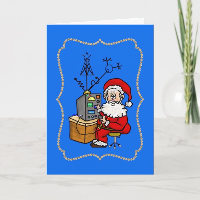 Santa At His Rig Christmas Card (Front)