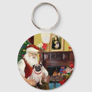 Santa At Home - Pug #5 Key Ring