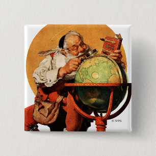 Santa at the Globe 15 Cm Square Badge