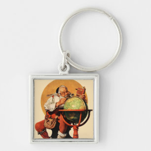 Santa at the Globe Key Ring
