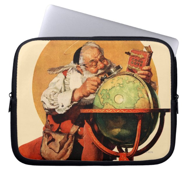 Santa at the Globe Laptop Sleeve (Front)