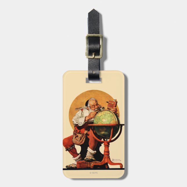 Santa at the Globe Luggage Tag (Front Vertical)