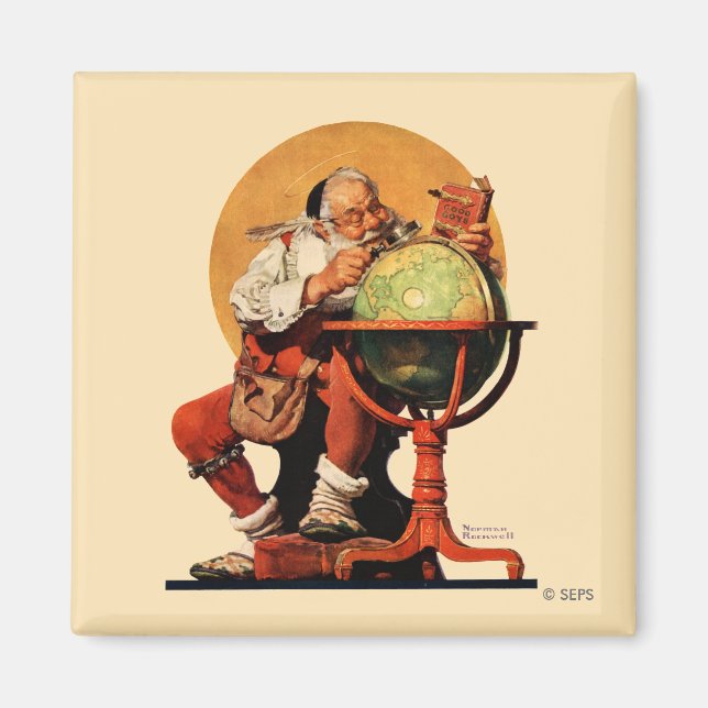 Santa at the Globe Magnet (Front)