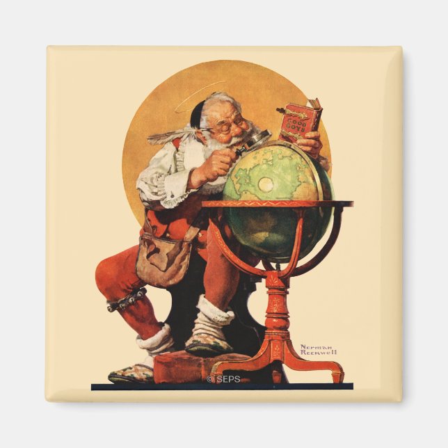 Santa at the Globe Magnet (Front)